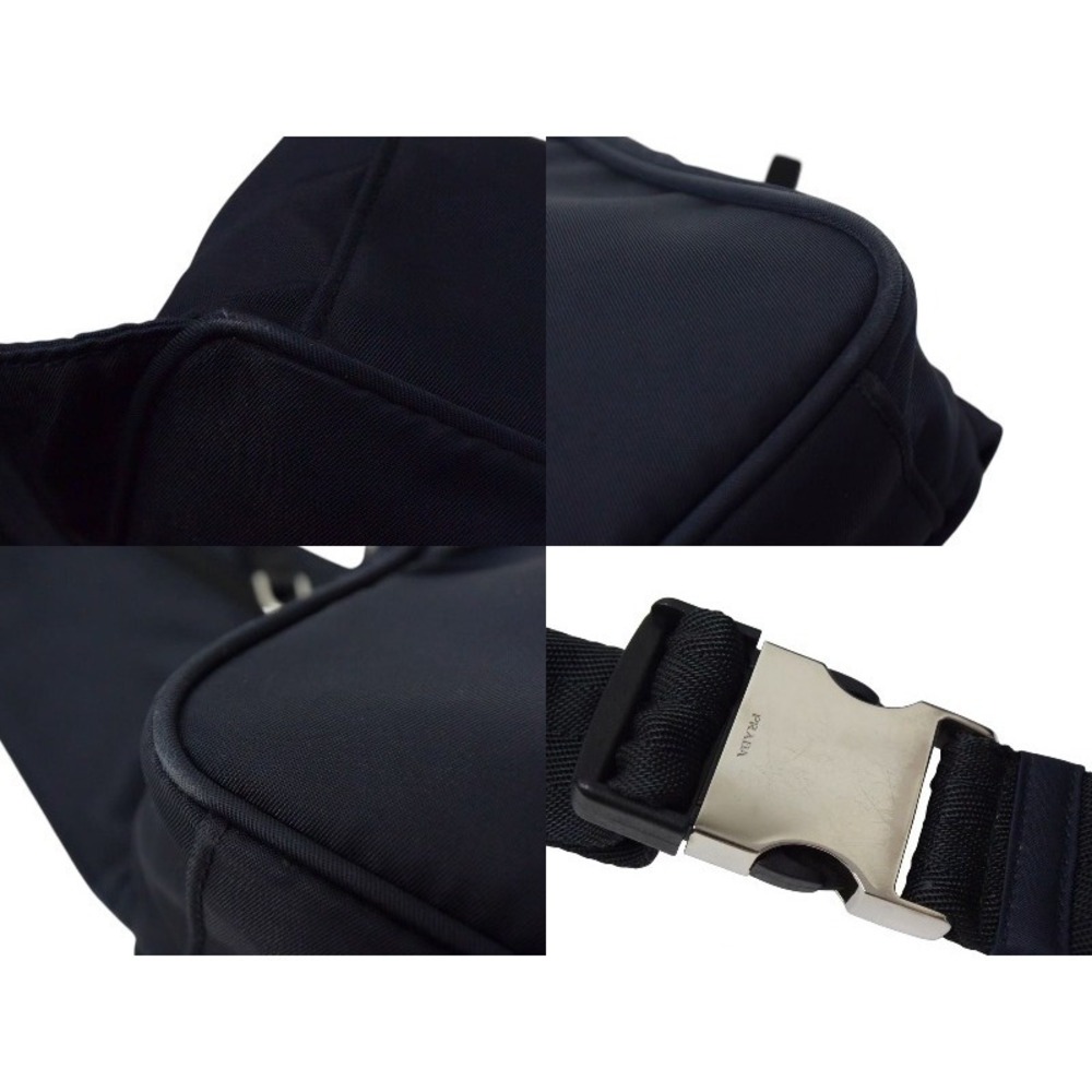 Prada Logo Blue Triangle Shoulder Waist Black Navy Bag - Picture 6 of 9